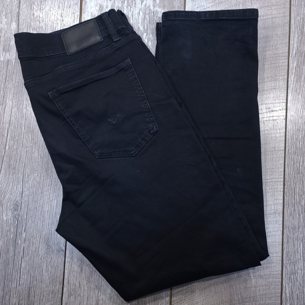 Hudson Jeans Blake Slim Straight Leg Mens Size 34 Black Zip Fly Denim Pants